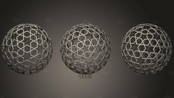 Spherical tiling stl model for CNC
